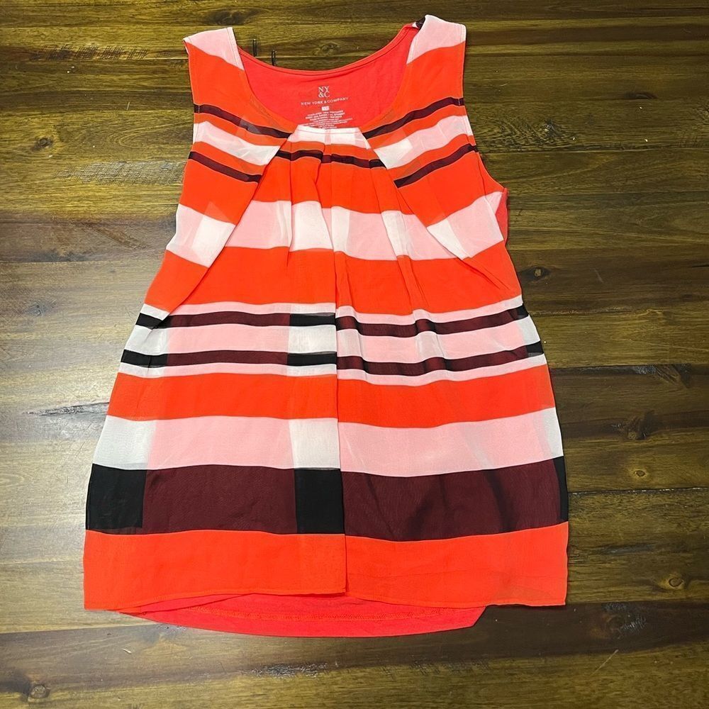 New York and Company Striped, Sleeveless Blouse, Size XS